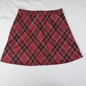 Knitworks Mini Skort / Skirt Red Plaid Girl's Size Large (14) Metallic